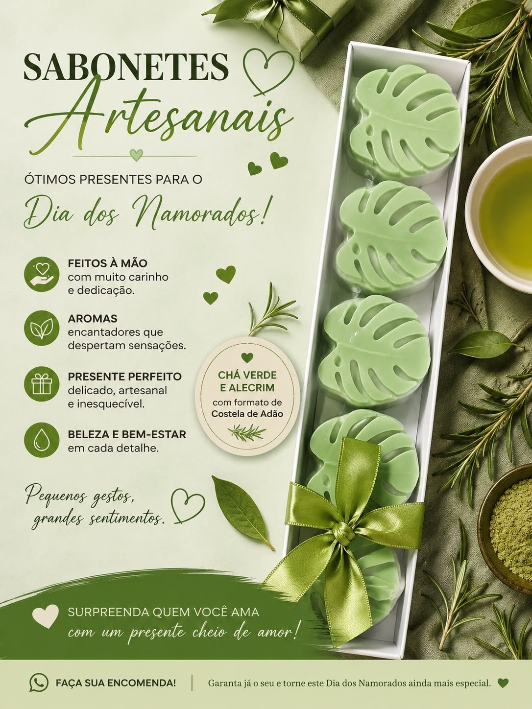 sabonete glicerinado de chá verde e alecrim...