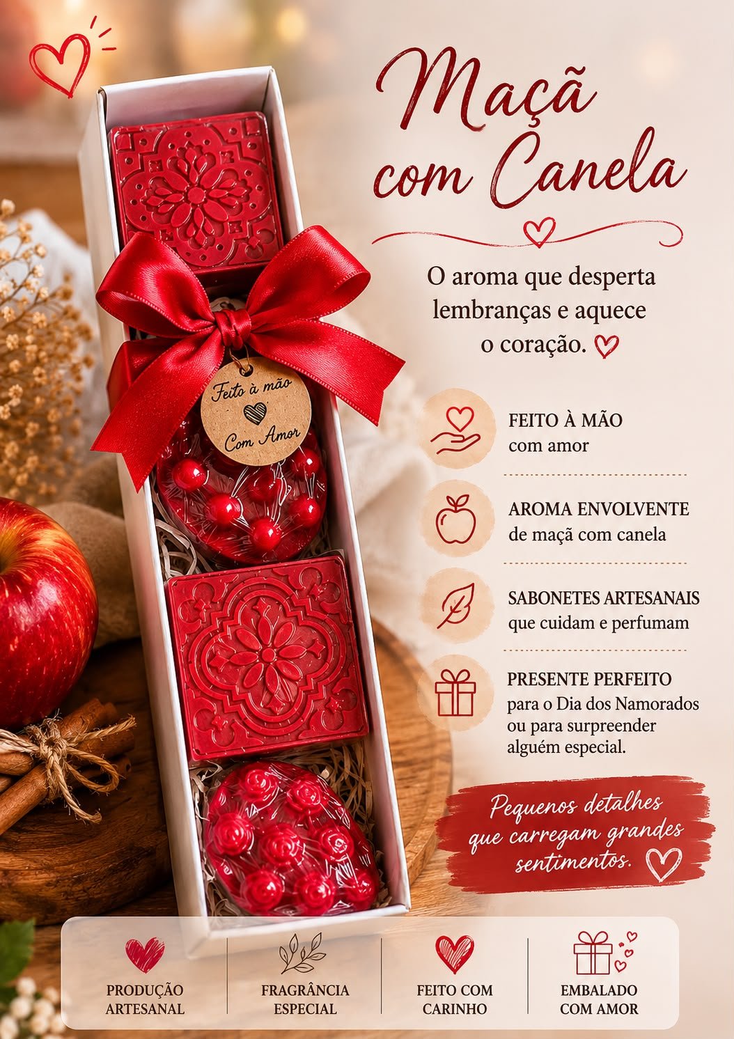 sabonete glicerinado de maçã com canela....