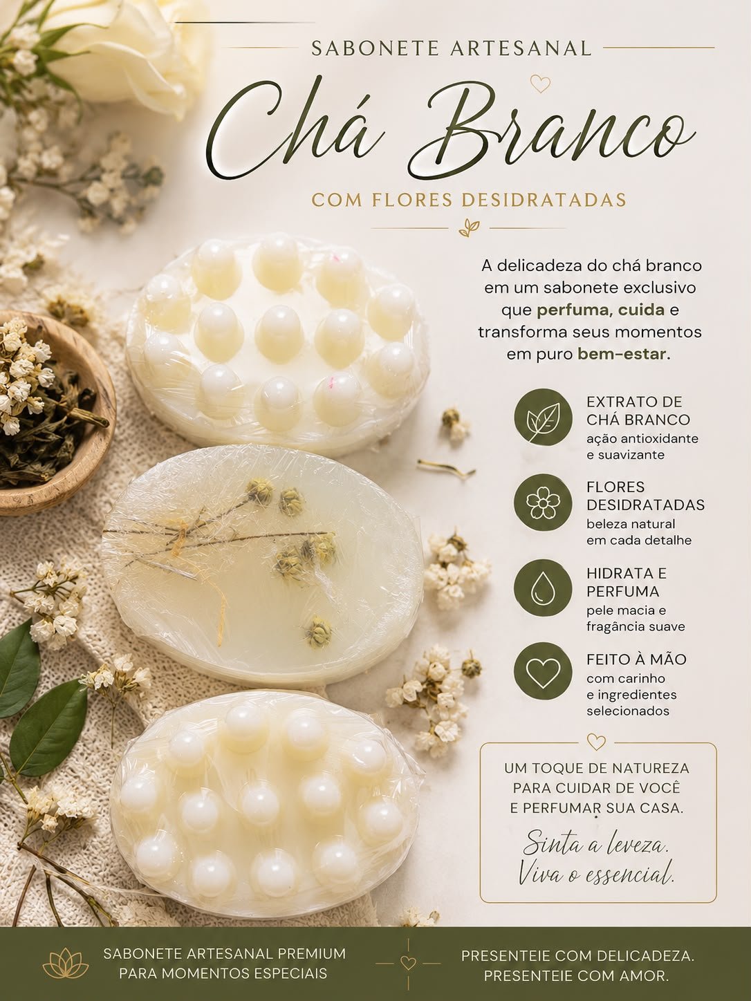 sabonete glicerinado  aroma chá branco....