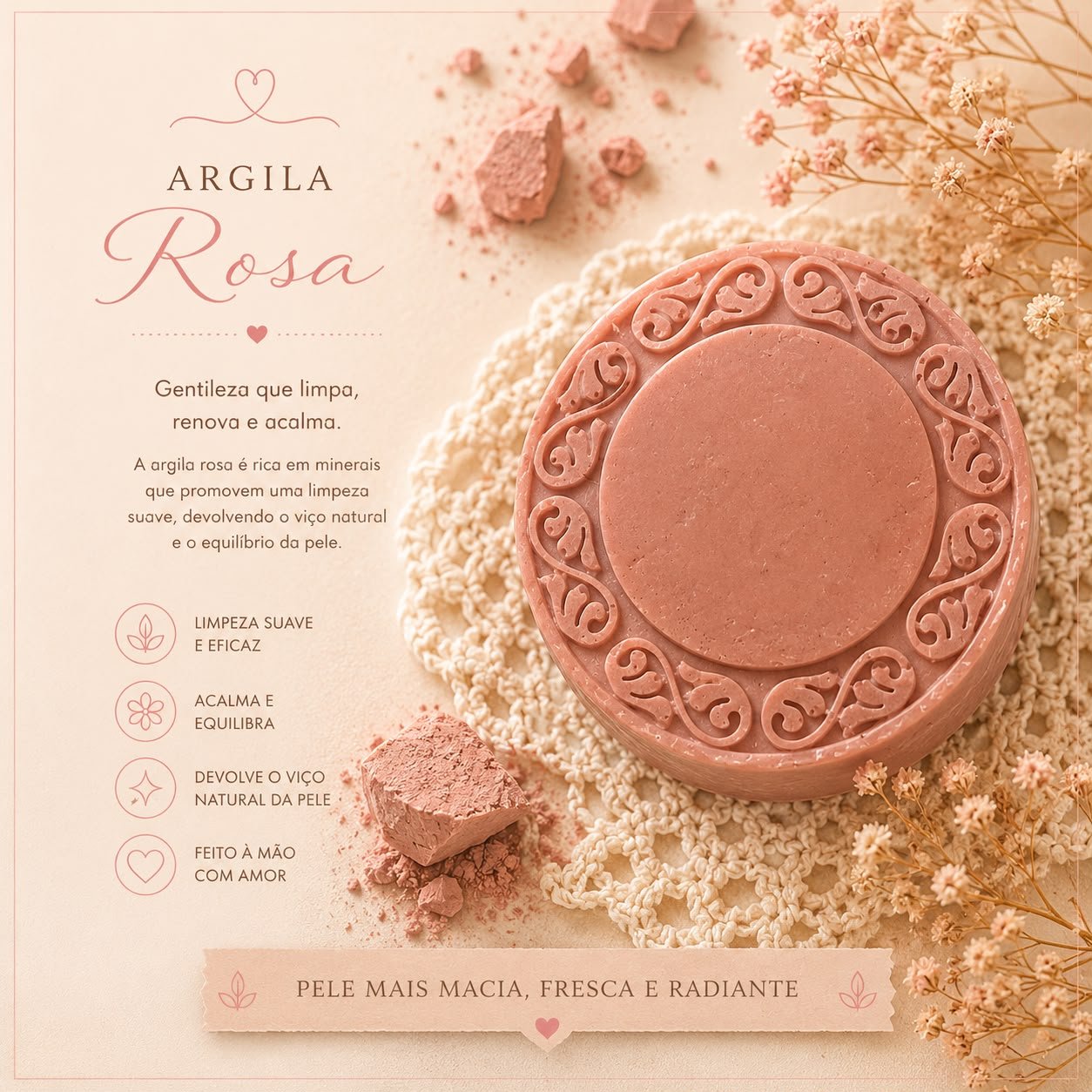 sabonete glicerinado argila rosa ......